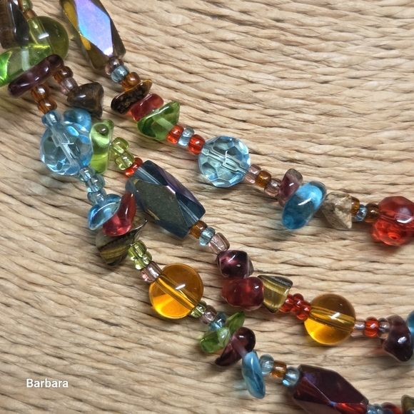 Vintage Multi-colored 3-Strand Czech Glass Beaded Necklace - Picture 3 of 6